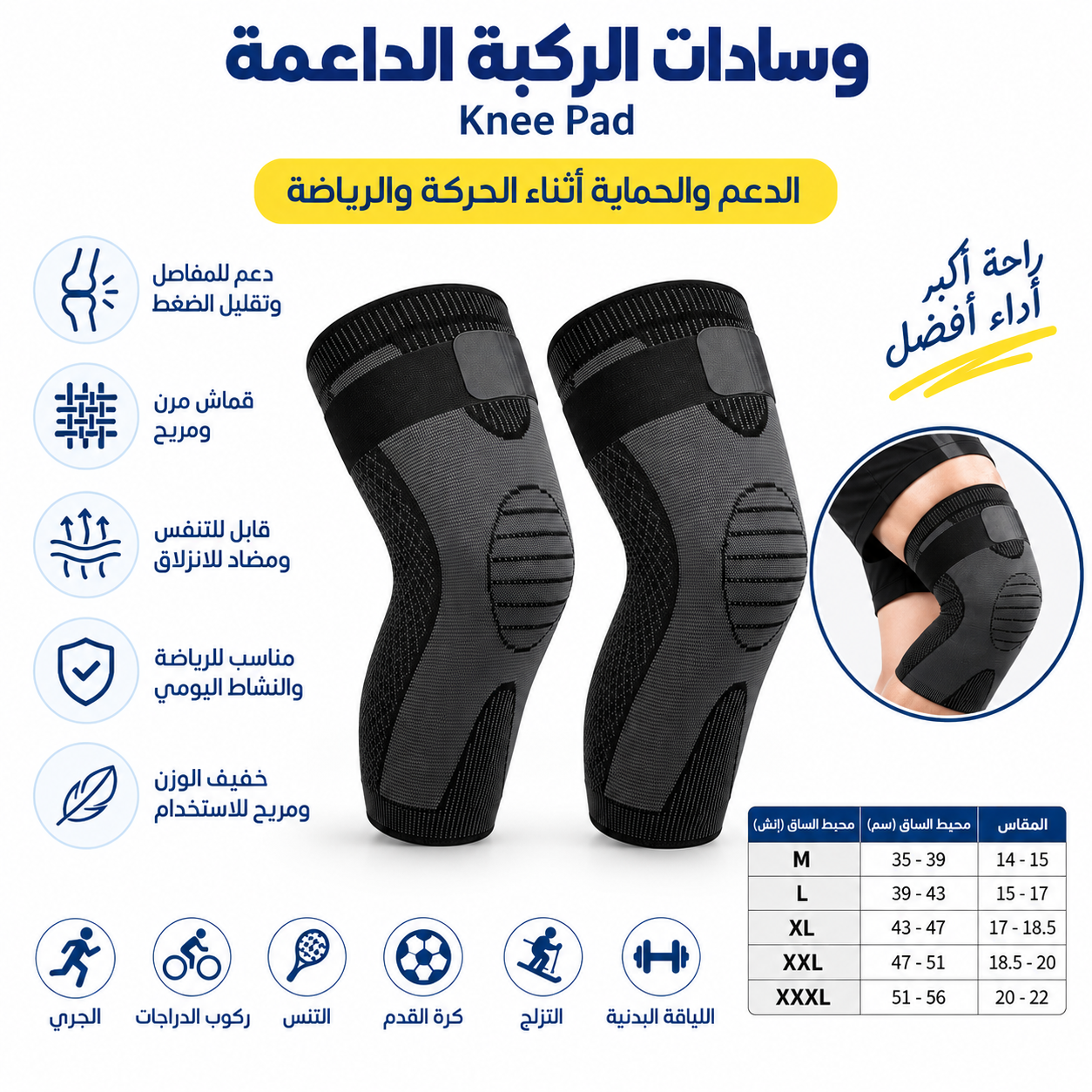 وسادة الركبة الداعمة والدافئة عدد2